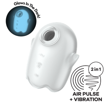 Мини-вибратор с воздушной стимуляцией Satisfyer Glowing Ghost серый (светится в темноте)
