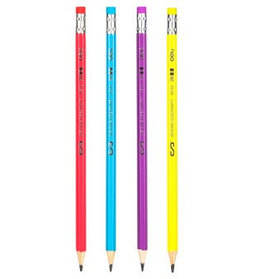 Карандаш DELI "Scribe" , 2В, шестигранный корпус, с ластиком, корпус ассорти