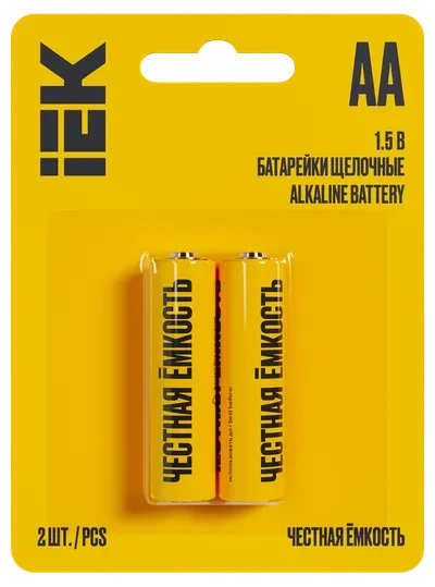 Батарейка щелочная Alkaline LR06/AA (2шт/блистер) ИЭК - фото 1 - id-p115598346