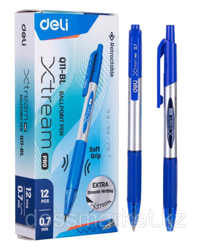 Ручка шариковая DELI Xtream автоматическая, 0,7 мм, синяя - фото 1 - id-p101738821