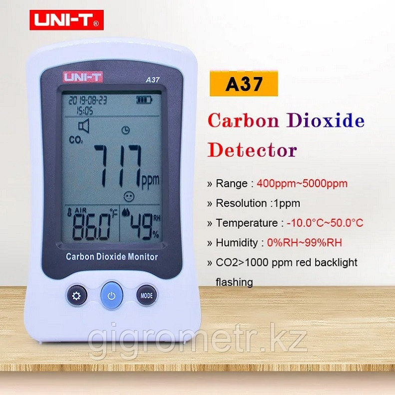 UNI-T A37 Газоанализатор CO2, влажности и температуры воздуха в помещении, фото 1