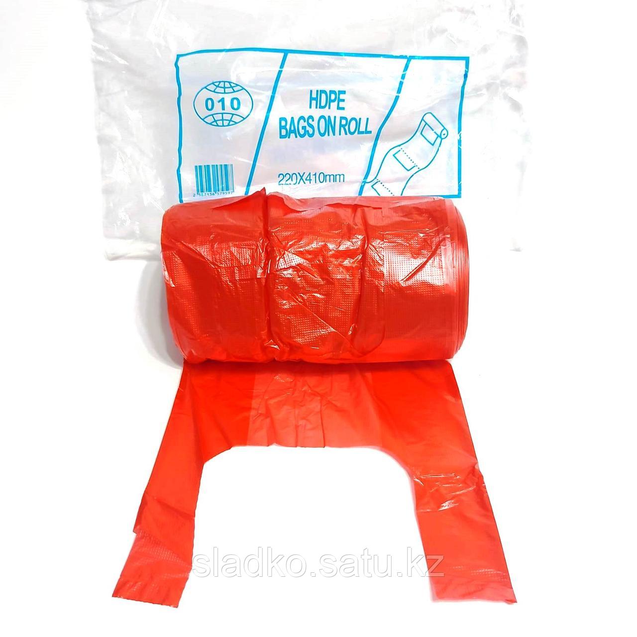 Пакет майка в рулоне красный 130 шт 22х41 см на втулке - фото 1 - id-p116645074