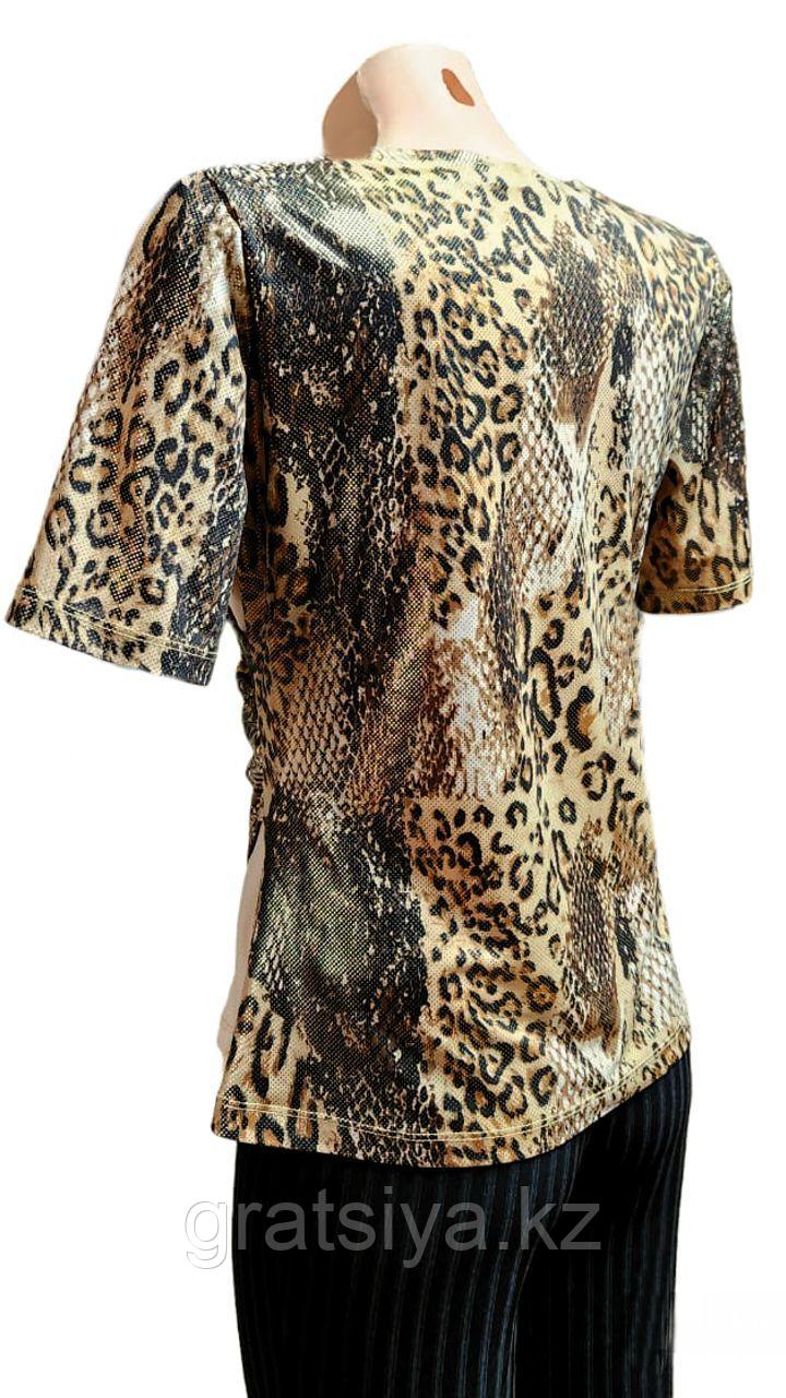 Вечерняя женская блуза с Модным Тигровым Принтом со Стразами - фото 4 - id-p98396054