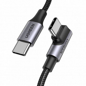 Кабель UGREEN US334 USB-C 2.0 to Angled USB-C M/M Cable Aluminium Shell with Braided 1m (Black)