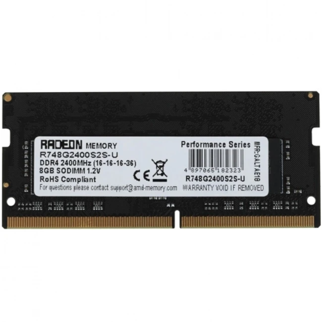 Оперативная память для ноутбука AMD Radeon R7 8GB DDR4 2400MHz SO-DIMM R748G2400S2S-U Retail Pack