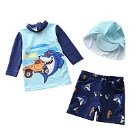 Купальный костюм " Акула и джип" голубой. Размеры: 80, 100, 110, 120