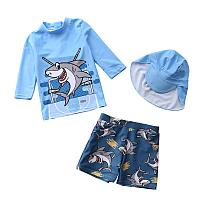 Купальный костюм " Акула и хоккей" голубой. Размеры: 80, 90, 100, 110, 120