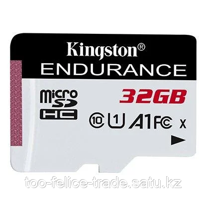 Карта памяти для видеонаблюдения Kingston 32GB microSDHC Endurance 95R/30W C10 A1 UHS-I, без адаптера, - фото 1 - id-p116368164
