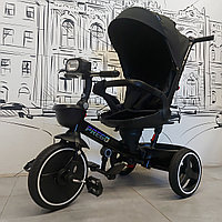 Ультра Комфортный Детский трехколесный велосипед "Prego" с род. ручкой. Черная Велоколяска. Лежачее положение