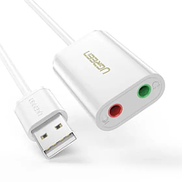 Адаптер звука UGREEN US205 USB 2.0 External Sound Adapter (White)