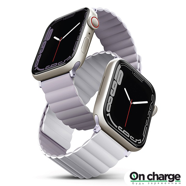 Ремешок Mocom silicone для Apple Watch 42-44-45 мм (45MM-REVLILWHT), фиолетовый/белый - фото 1 - id-p111048845