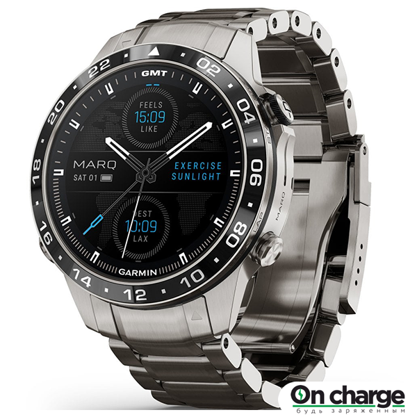 Часы Garmin MARQ Aviator (Gen 2) 46 мм с браслетом в титановом корпусе 010-02648-01 - фото 1 - id-p111048863