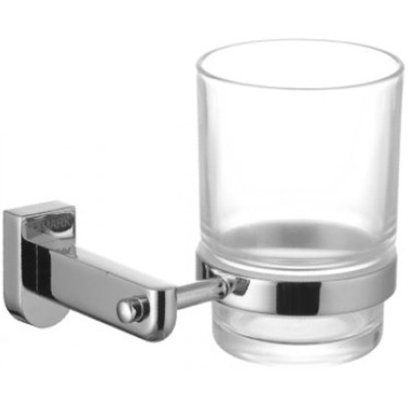 LM3136C Омега Аксессуары для ванной,стакан стекл. для зубных щеток с настенным держ, хром (к/к 10) - фото 1 - id-p105438809