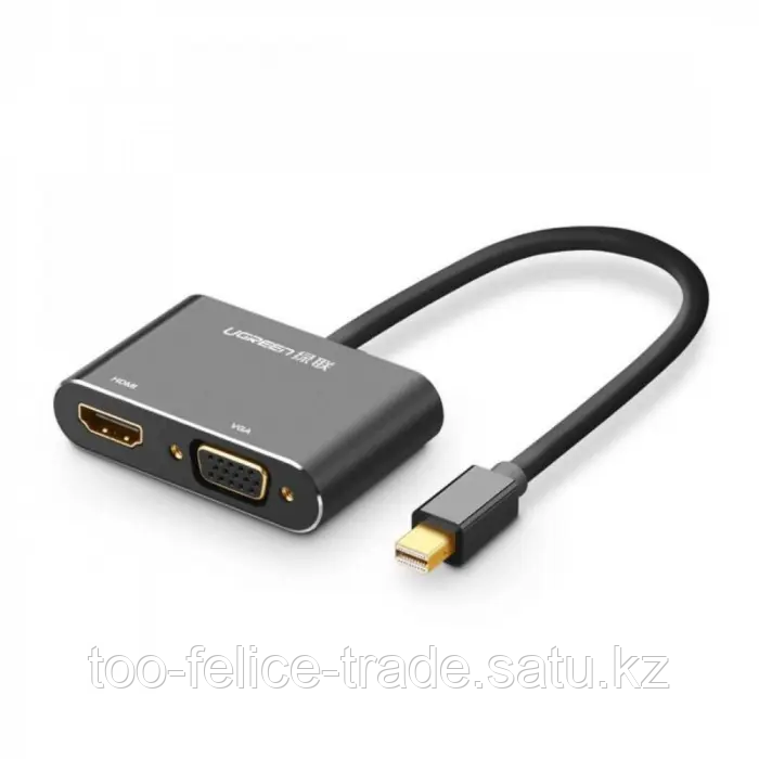 Конвертер Ugreen MD115 Mini DP Male To VGA Female+HDMI Female Converter Black. 20422 - фото 1 - id-p116368048