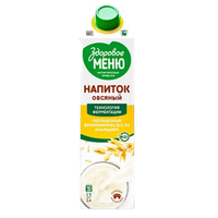 Здоровое меню молоко овсяное обогащенное кальцием и витаминами, 1л