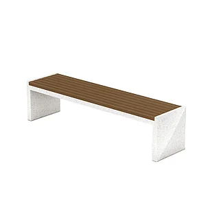 Скамейка из композитного мраморного камня JOTA, c настилом ДПК, модель MUZTAU BIR