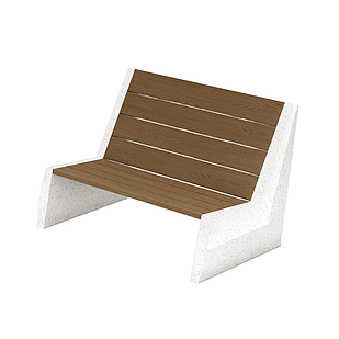 Скамейка из композитного мраморного камня JOTA, c настилом ДПК, модель KRESLO