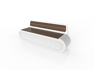 Скамейка из композитного мраморного камня JOTA, c настилом ДПК, модель OZENTAS EKI