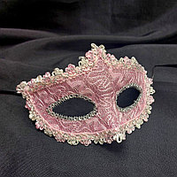 Венецианская карнавальная маска кружевная розовая
