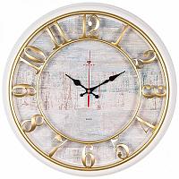 4141-002 (5) Часы настенные круг d=41 см, корпус белый с золотом "Текстура" "Рубин"