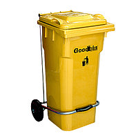 Мусорный бак "Goodbin" 120 л на колесах с педалью (желтый)