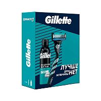 Набор "GILLETTE" MACH3 бритва с 1 сменной кассетой + пена для чуствительной кожи 200 мл