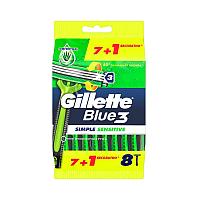 "GILLETTE" BLUE 3 Simple Sensitive қырынуға арналған станок (бір реттік 8 дана)