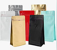 Квадропак на 1 кг, зип-замок, клапан дегазации