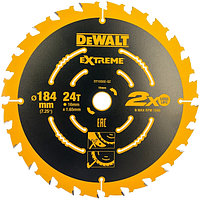 DeWalt, DT10302, Пильный диск по дереву EXTREME для ручных дисковых пил 184/16 1.65 24 WZ +18°, шт