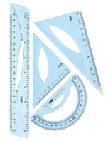 Набор линеек Deli (треугольник .2 шт, линейка 20 см,транспортир)