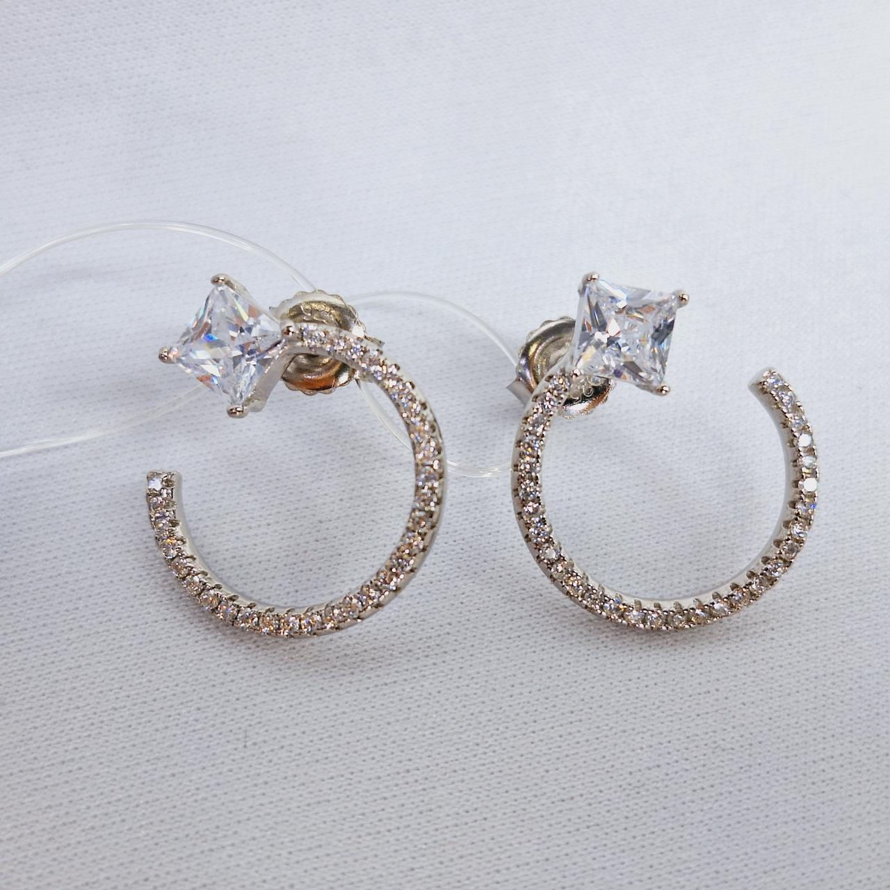 Серьги из серебра с фианитами  N898 , продевки, фото 1