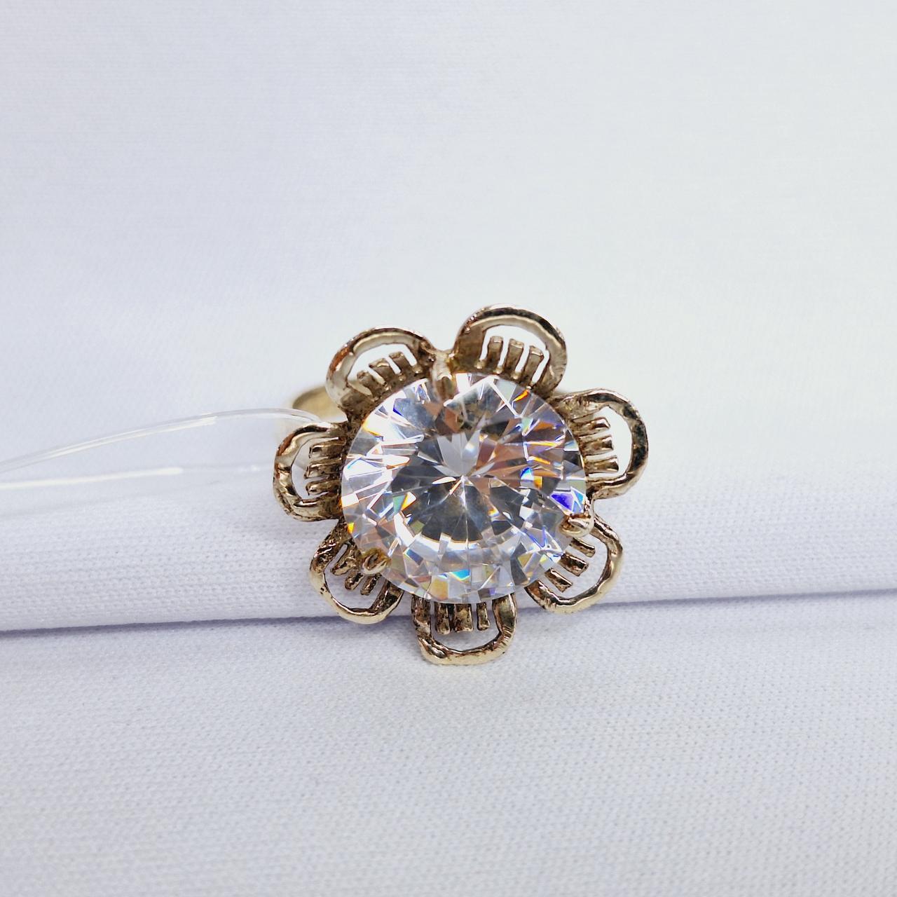 Серьги из серебра с фианитами Индия O92 вид цветок, с английским замком, фото 1