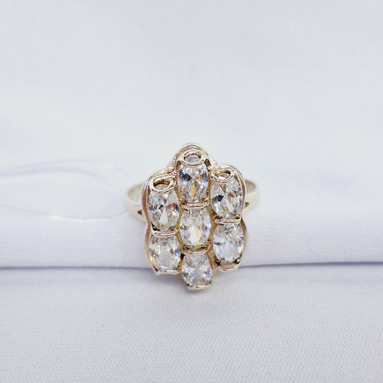 Серьги из серебра с фианитами Индия O85  вид овал, с английским замком, фото 1