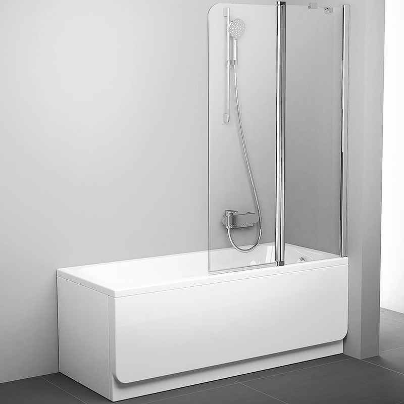 CVS2-100 R Шторка для ванны блестящий+стекло Transparent - фото 1 - id-p115719159