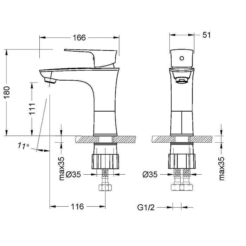 LM0206C Неро Смеситель для умывальника монолитный, хром - фото 2 - id-p105438668