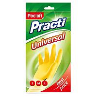 Перчатки резиновые хозяйственные Paclan "Practi. Universal", разм. L, х/б напыление, желтые, пакет с