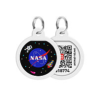 Иттер мен мысықтарға арналған адресат QR т лқұжаты бар металл WAUDOG Smart ID, "NASA" суреті, шеңбер, Д 25 мм