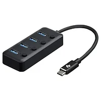USB-хаб 2Е USB-A - 4хUSB 3.0 Hub with switch 0.25m Black^2E-W1405