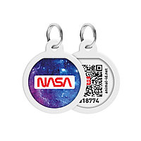 Иттер мен мысықтарға арналған адресат QR т лқұжаты бар металл WAUDOG Smart ID, "NASA 21" суреті, шеңбер, Д 25 мм
