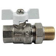 Кран шаровой прямой Ду20 (3/4") "П/М" с америк. ручка БЕЛАЯ бабочка TIM никель (12/48)