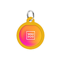 Адресник для собак и котов металлический WAUDOG Smart ID c QR паспортом, "Градиент оранжевый", круг, Д 25 мм