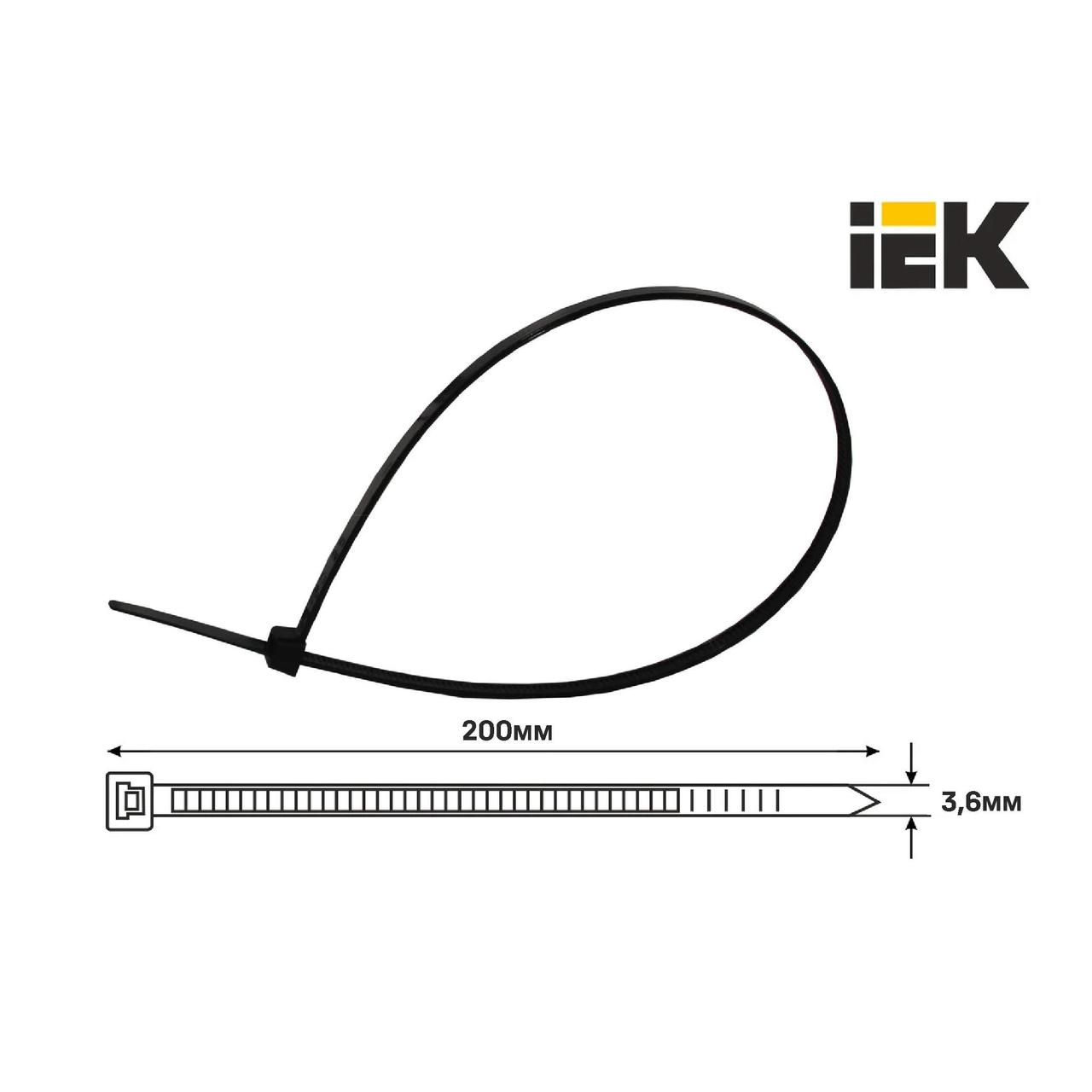 Хомут 3.6*200 IEK черный