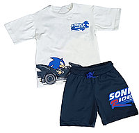 Балаларға арналған жазғы костюм "Sonic (Sonic)" шорттары бар футболка 3-9 л.