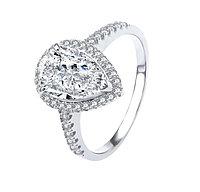 Серебряное кольцо с муассанитом, 17-18 размеры