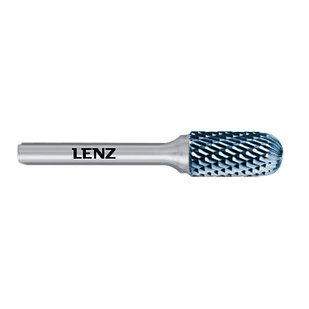 Борфреза LENZ, твердосплавный цилиндр со сферическим торцом 20х25х6х70 покрытие Blue LZBC 130 C3