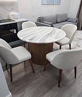 Дизайнерский круглый обеденный стол из литьевого мрамора, 110 см