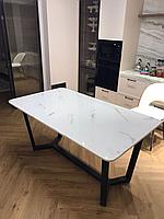 Дизайнерский обеденный стол из литьевого мрамора, 160х90 см