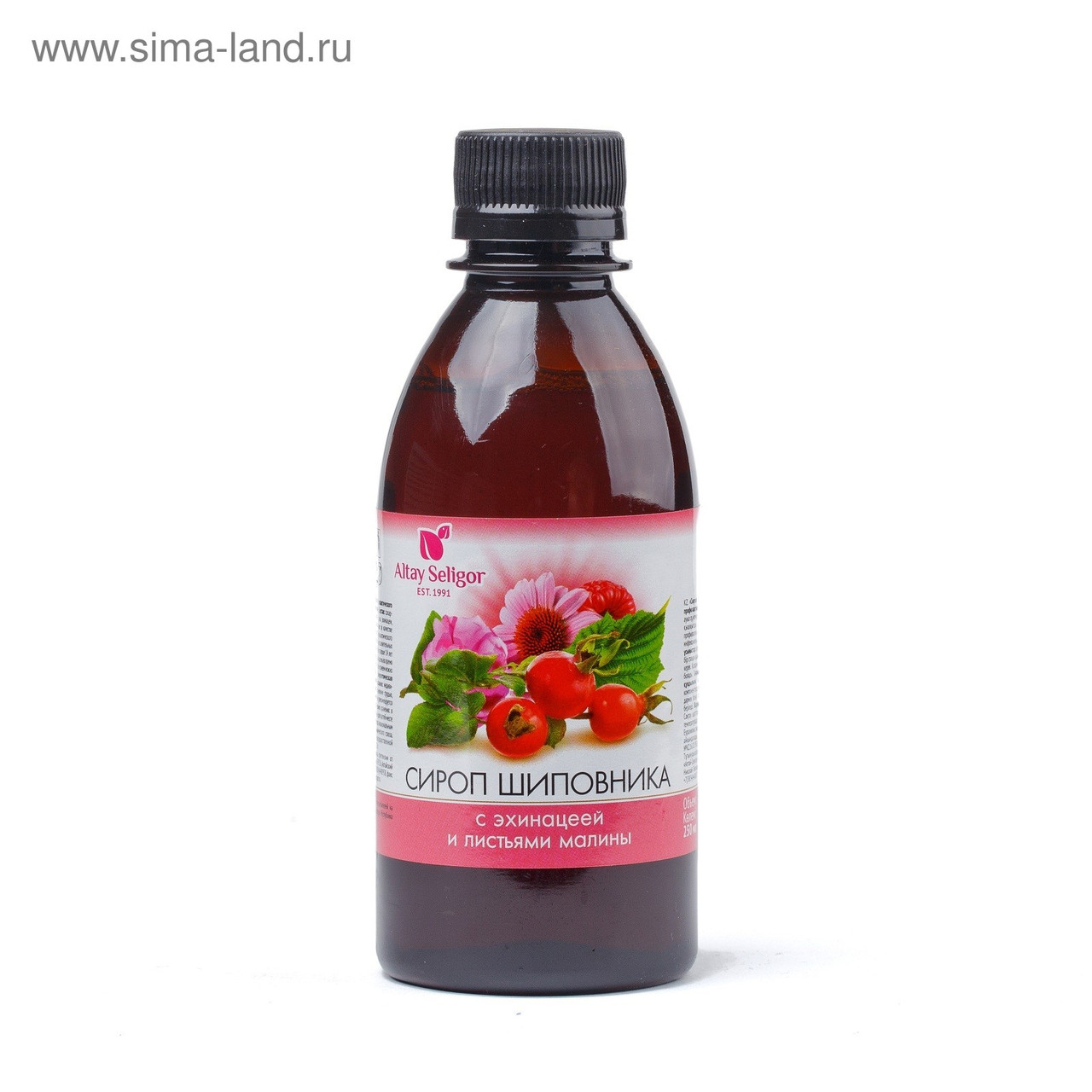 Сироп шиповника Altay Seligor с эхинацеей и листьями малины от простуды, 250 мл, фото 1