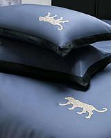 Комплект сатинового постельного белья King Size из египетского хлопка и изображением гепарда