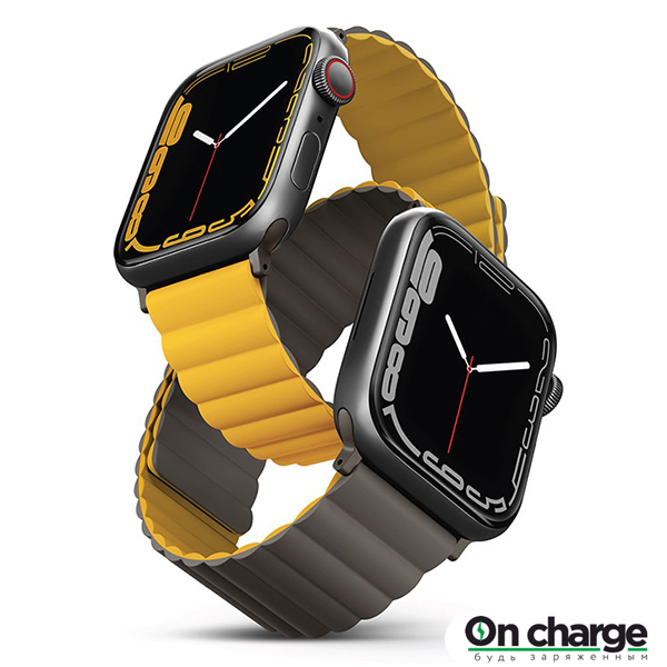 Ремешок Mocom silicone для Apple Watch 42-44-45 мм (45MM-REVMUSKAK), Mustard/Khaki - фото 1 - id-p111048845